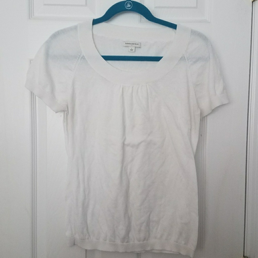 Banana Republic Short Sleeve White Sweater